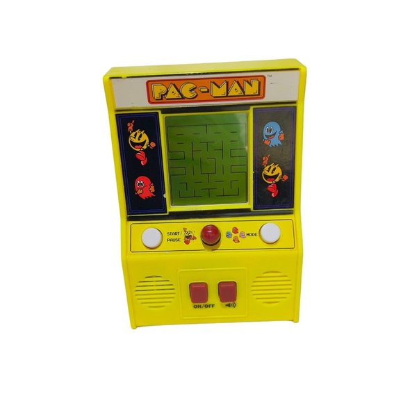 Pacman Mini Arcade Handheld Video Game‎ Bandai Namco Yellow Toy 5.5”x4” Works - Picture 1 of 7